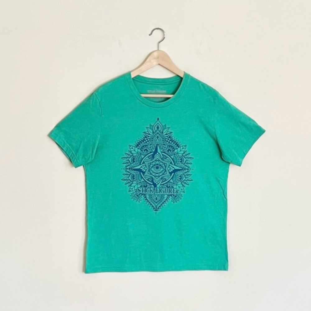Stick Figure Mandala Eye Graphic Green Tour Reggae Band T Shirt Adult size Large